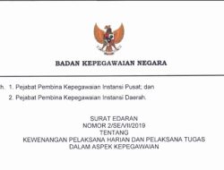 Surat Edaran BKN: Plh atau Plt Dilarang Mengangkat, Memindah dan Memberhentikan Pegawai
