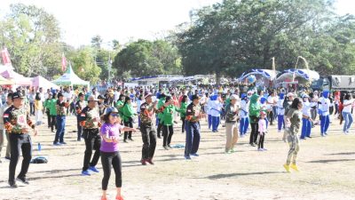 Sambut HUT ke 74 TNI TA 2019, gelar Jalan sehat dan senam Zumba