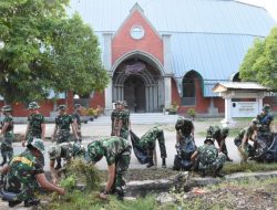 Sambut Hari Juang TNI AD 2019, Bersihkan Lingkungan dan Tempat Ibadah 