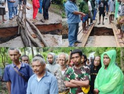 Jalan Putus Total, Plh Camat Noebeba dan Pemerintah Desa Enonabuasa Bersama Masyarakat Melakukan Penanganan Darurat